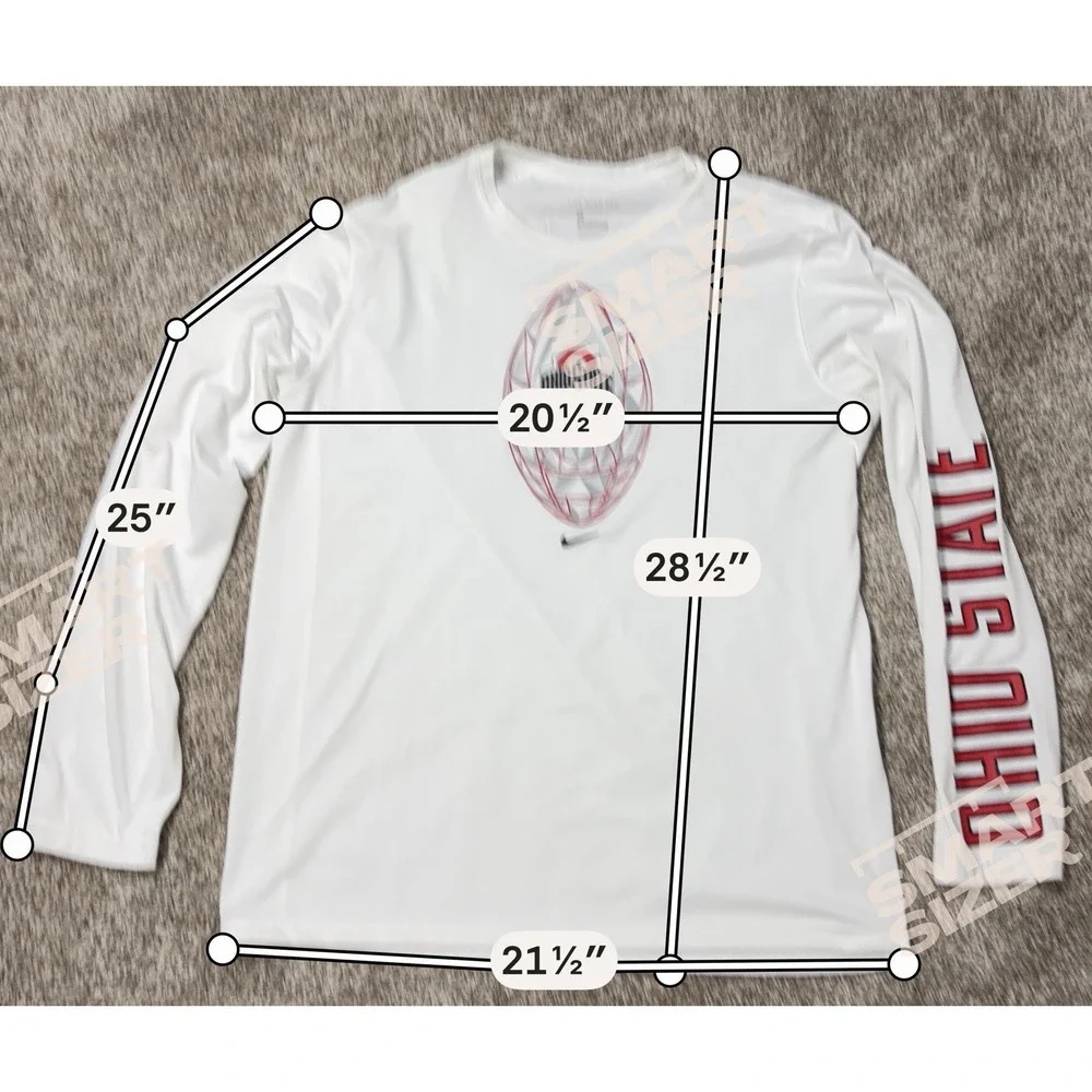 Nike Ohio State Buckeyes Long Sleeve Shirt Mens Large White Logo T OSU
